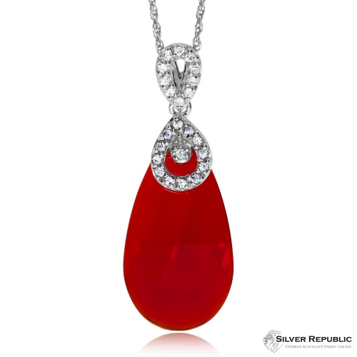 Stříbrný náhrdelník Preciosa Ruby Glow Siam 6786 63L - 45cm