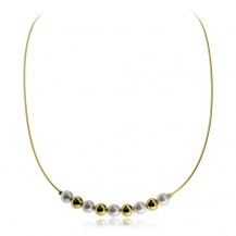 Stříbrný pozlacený náhrdelník - Kuličky a perly