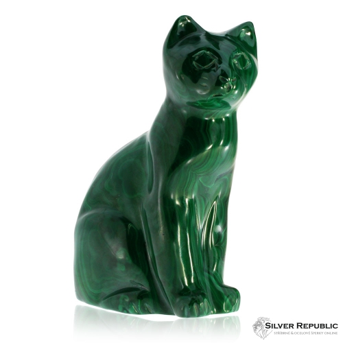 Malachitová kočka - figurka