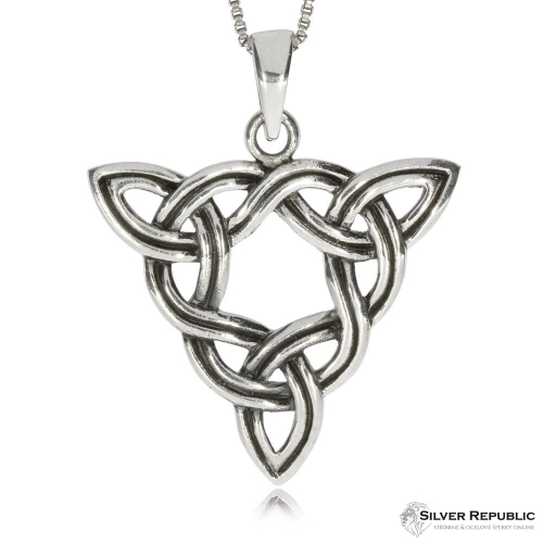 Stříbrný přívěsek - Keltský splétaný trojúhleník