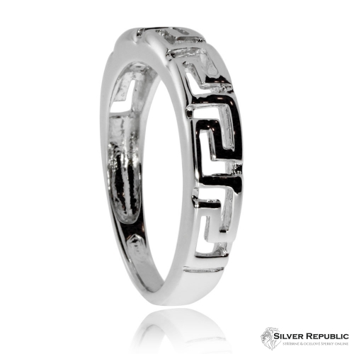 Stříbrný prsten s motivem meandru