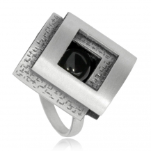 Stříbrný prsten s onyxem - Dva matné čtverce