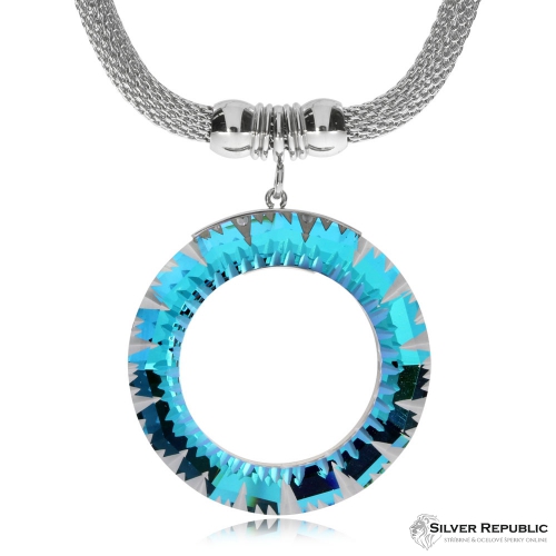 Ocelový náhrdelník Preciosa Sparkling Ring Vitrail Light 7272 43 - 45cm