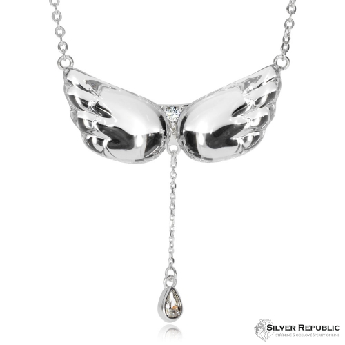Stříbrný náhrdelník Preciosa Crystal Wings Crystal 6064 00 - 38+7cm