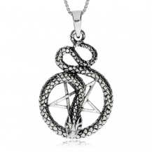 Stříbrný přívěsek - Had na pentagramu