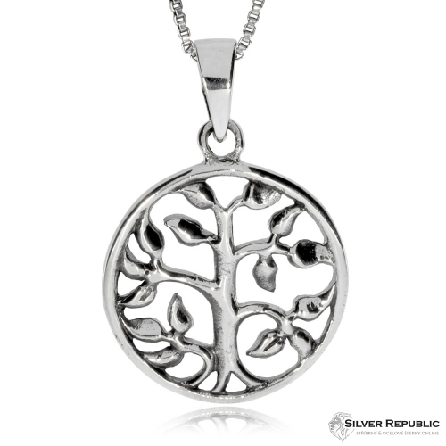 Stříbrný přívěsek - Malý strom života v kruhu