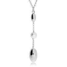 Stříbrný náhrdelník ve tvaru Y s perlou a oválky