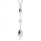 Stříbrný náhrdelník ve tvaru Y s perlou a oválky