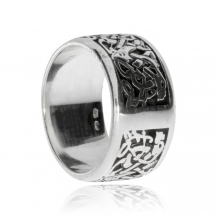 Stříbrný prsten - Široký vzor s keltskými smyčkami