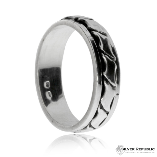 Stříbrný prsten s otočným středem - Vlnky