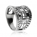 Stříbrný prsten - Širší mřížka