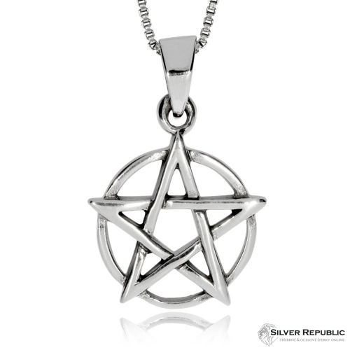 Stříbrný přívěsek - Pentagram na kruhu