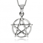Stříbrný přívěsek - Pentagram na kruhu