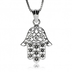 Stříbrný přívěsek - Ochranný amulet ruka Fatimy (Hamsa