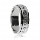 Stříbrný prsten unisex - Zdvojený kroužek s meandrem