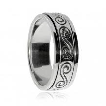Stříbrný prsten - Otočný kroužek se spirálkami