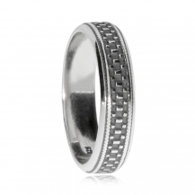 Pánský stříbrný prsten  s geometrickým vzorem