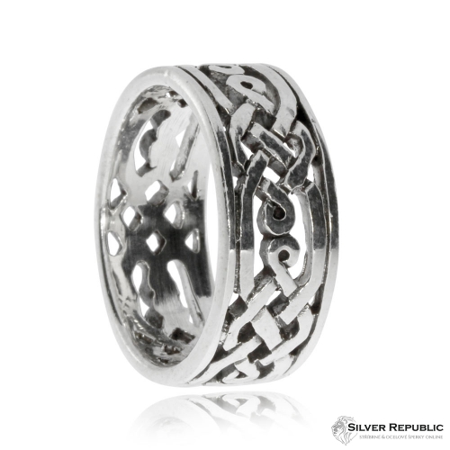 Stříbrný prsten - Patinovaný kroužek se smyčkami