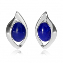 Stříbrné náušnice pecky - Modrý lapis lazuli v nepravidelné obrubě