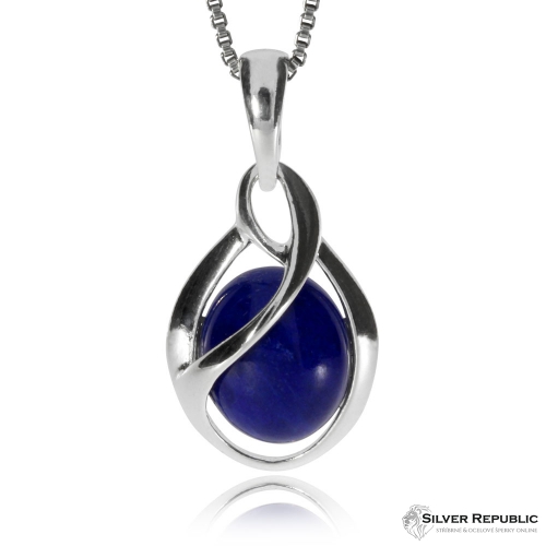 Stříbrný přívěsek -  Oválek z lapisu lazuli