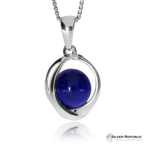 Přívěsek ze stříbra - Přírodní lapis lazuli