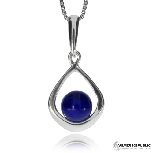 Stříbrný přívěsek - Kulatý lapis lazuli