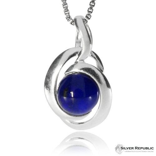 Přívěsek ze stříbra - Kulatý lapis lazuli