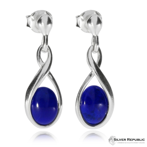 Náušnice ze stříbra - Přírodní lapis lazuli