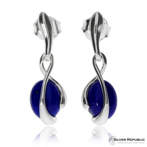 Náušnice ze stříbra - Oválný lapis lazuli 