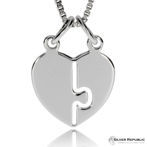 Stříbrný přívěsek - Rozlamovací puzzle ve tvaru srdce