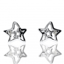 Stříbrné náušnice se zirkonem (kubická zirkonie) v motivu hvězdička s povrchem rhodiovaného stříbra