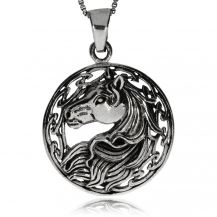 Stříbrný přívěsek - Hlava koně v kruhu 
